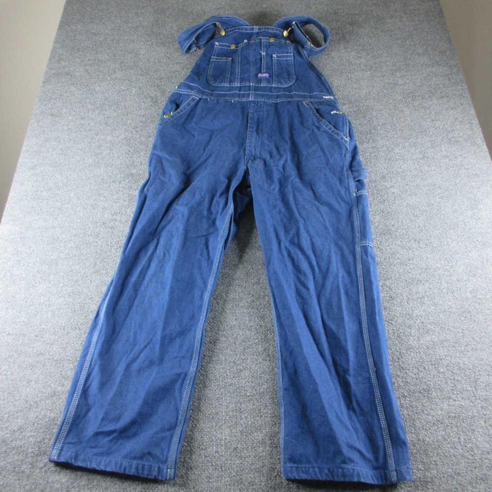 Big Smith Bib Overalls Mens 36x28 Blue Denim Cotton Workwear Utility Pockets